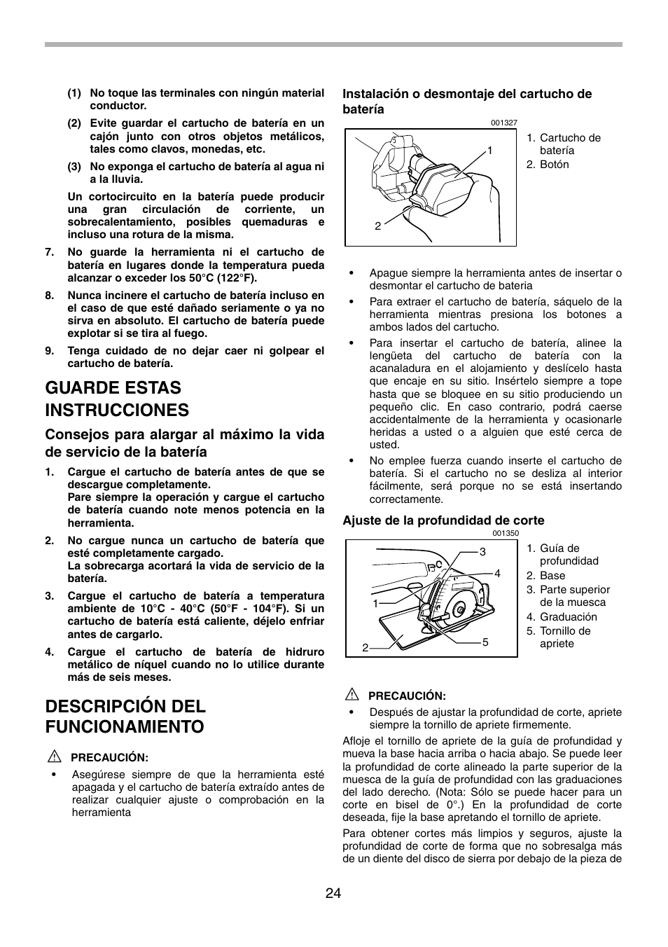Guarde estas instrucciones, Descripción del funcionamiento | Makita 5094D User Manual | Page 24 / 28