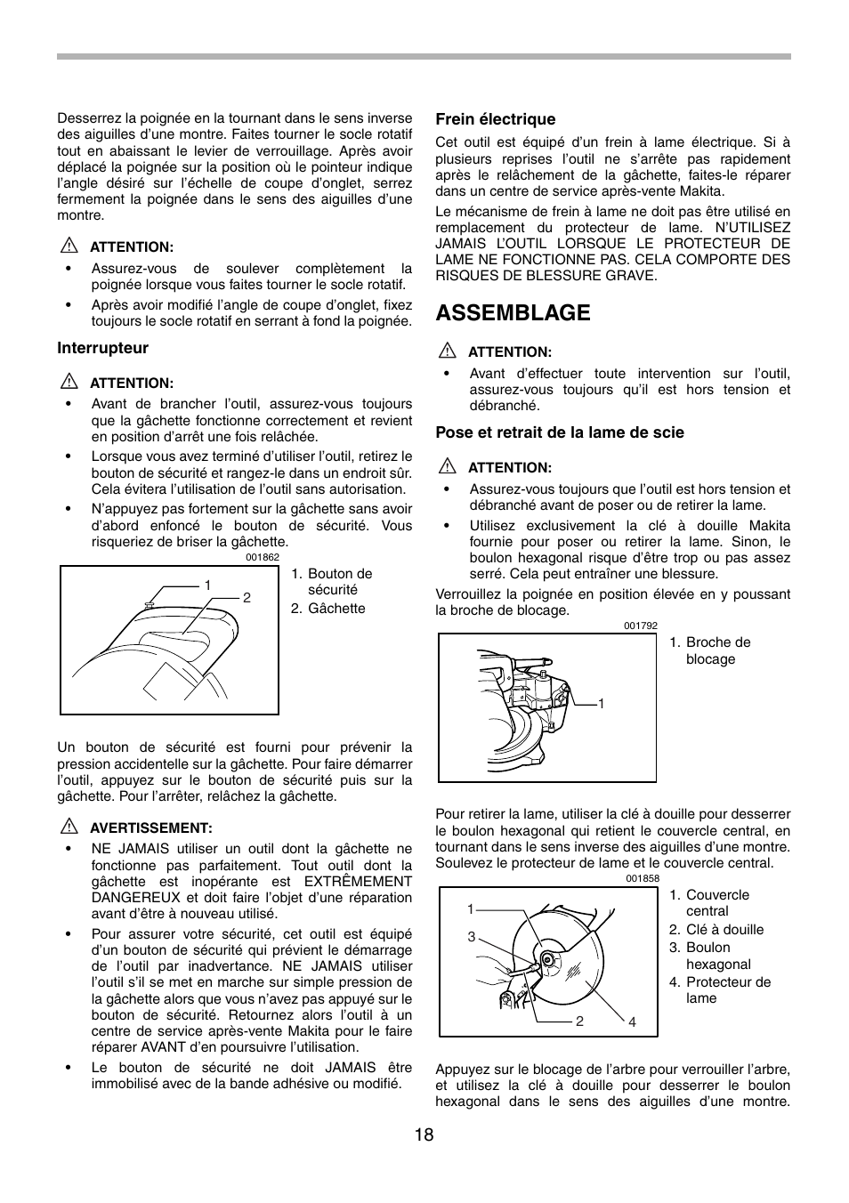 Assemblage | Makita LS1030N User Manual | Page 18 / 40