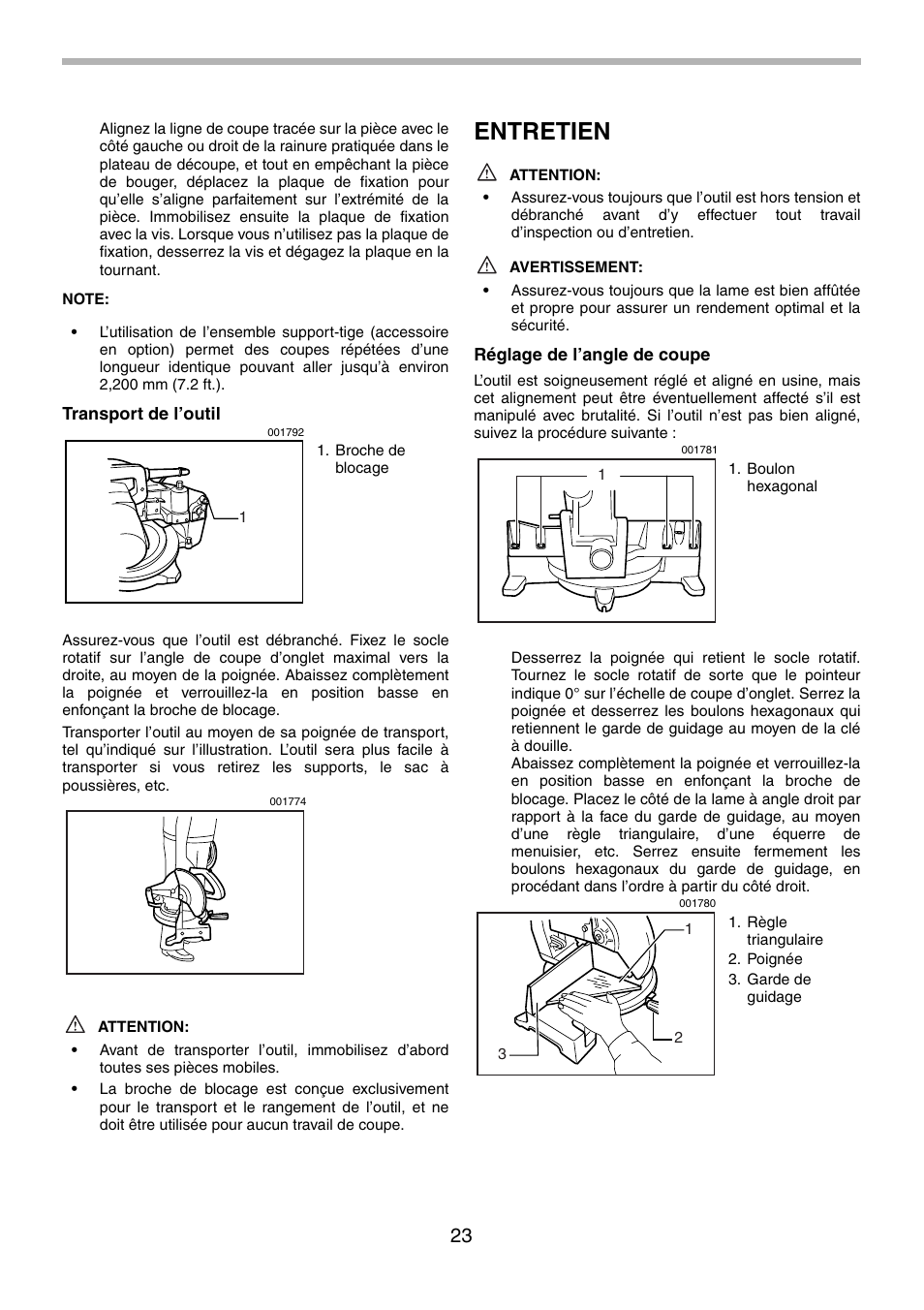 Entretien | Makita LS1030N User Manual | Page 23 / 40