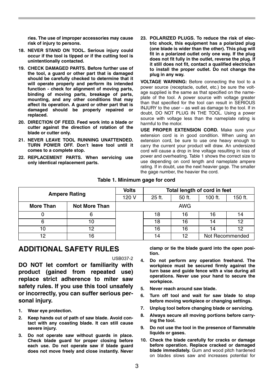 Additional safety rules | Makita LS1030N User Manual | Page 3 / 40