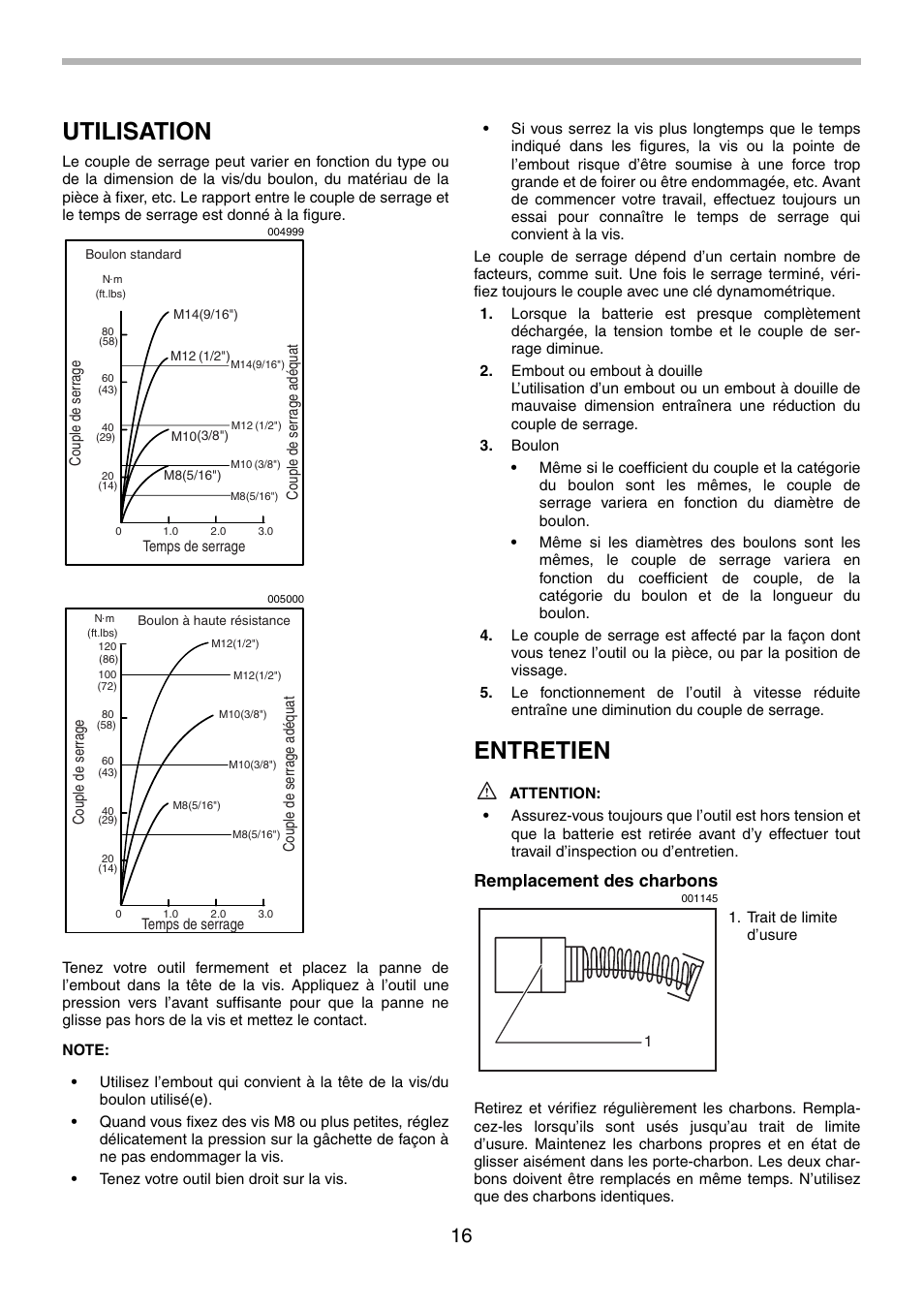 Utilisation, Entretien, Remplacement des charbons | Makita 6935FD User Manual | Page 16 / 28