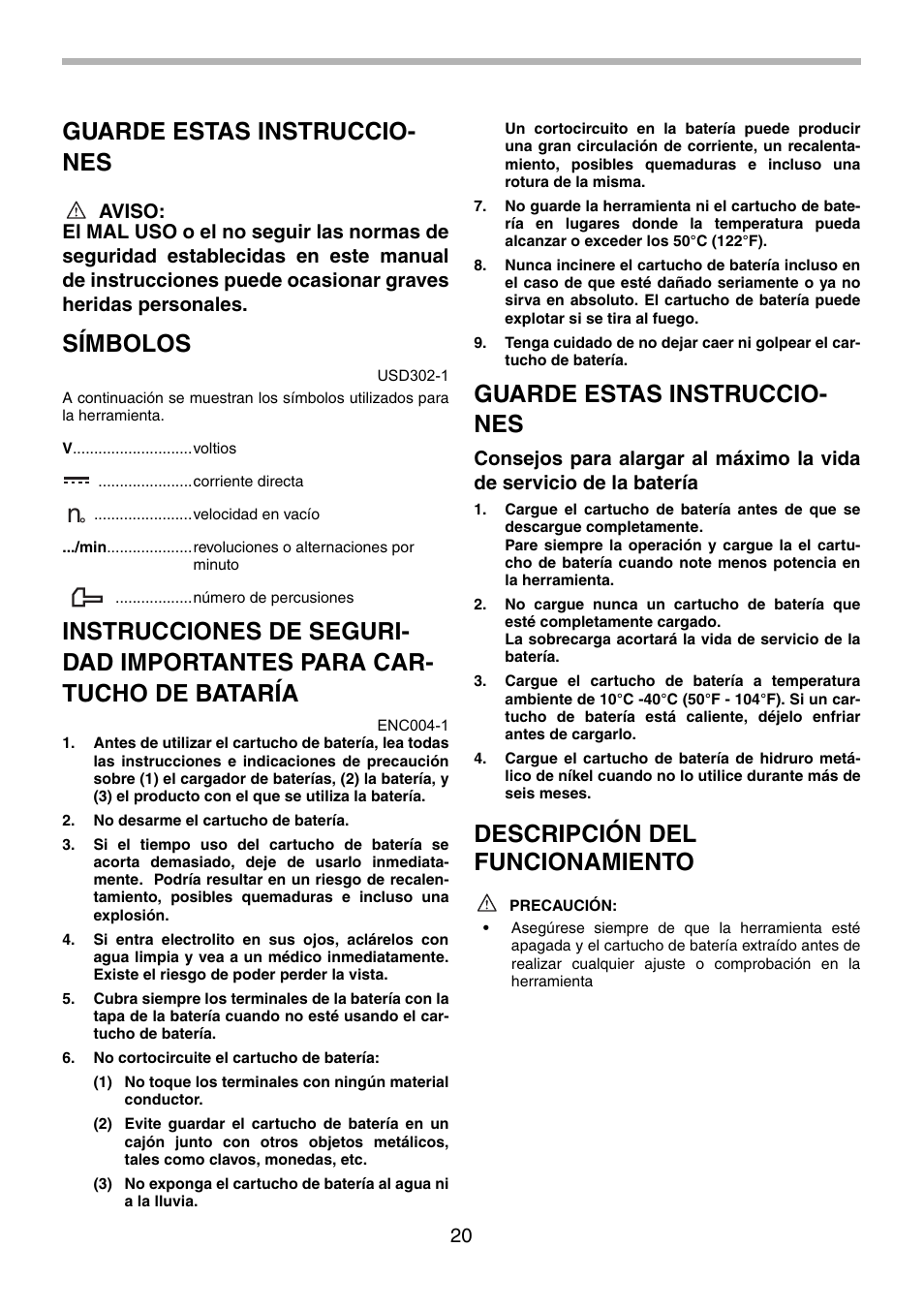 Guarde estas instruccio- nes, Símbolos, Descripción del funcionamiento | Makita 6935FD User Manual | Page 20 / 28