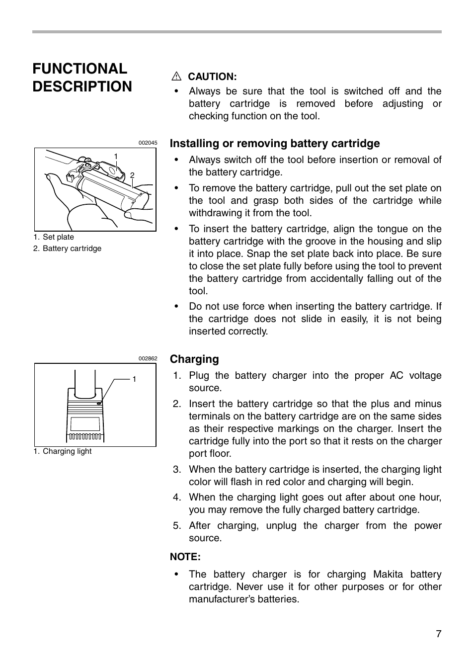 Functional description | Makita MODEL 6019D User Manual | Page 7 / 20