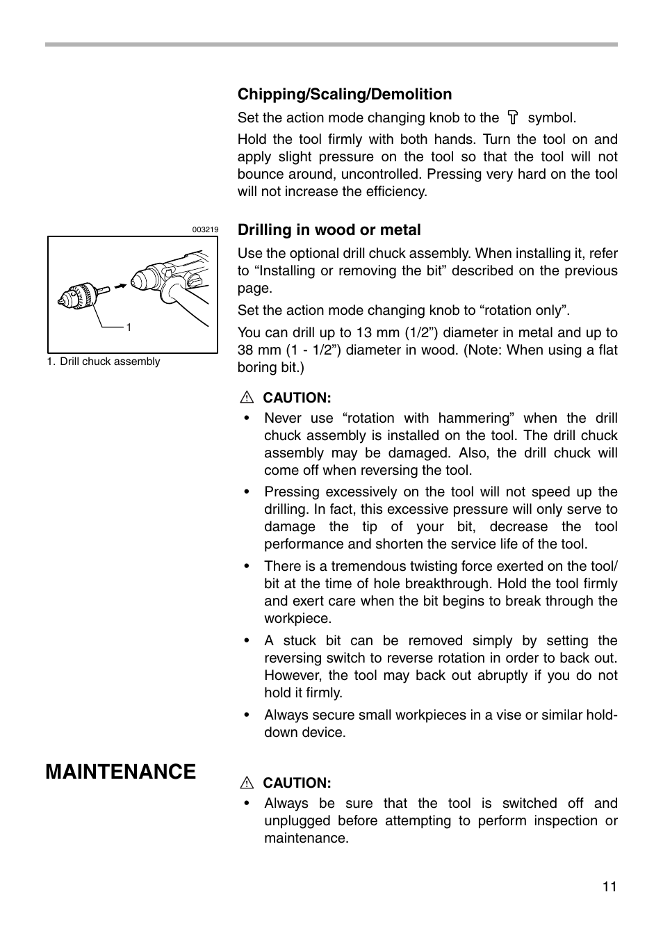 Maintenance | Makita HR2400 User Manual | Page 11 / 16