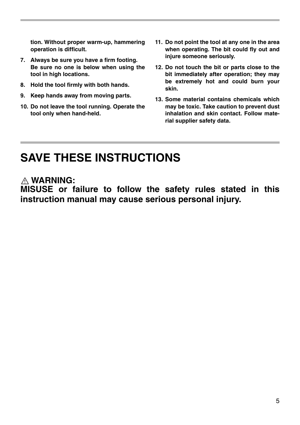 Save these instructions | Makita HM1500 User Manual | Page 5 / 16
