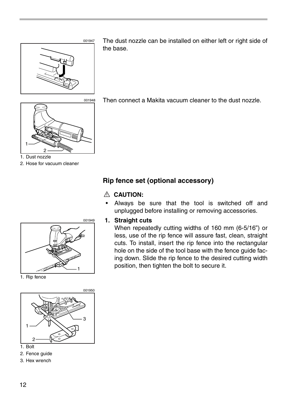 Rip fence set (optional accessory) | Makita 4341FCT User Manual | Page 12 / 20