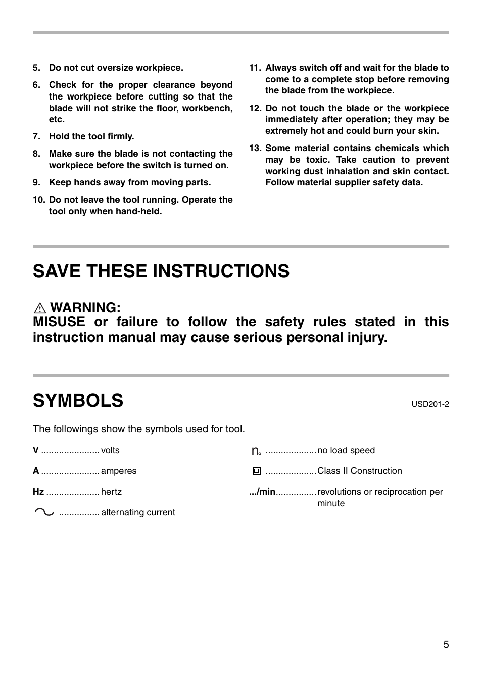 Save these instructions, Symbols | Makita 4341FCT User Manual | Page 5 / 20