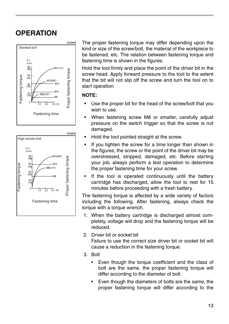 Operation | Makita BTD120 User Manual | Page 13 / 20