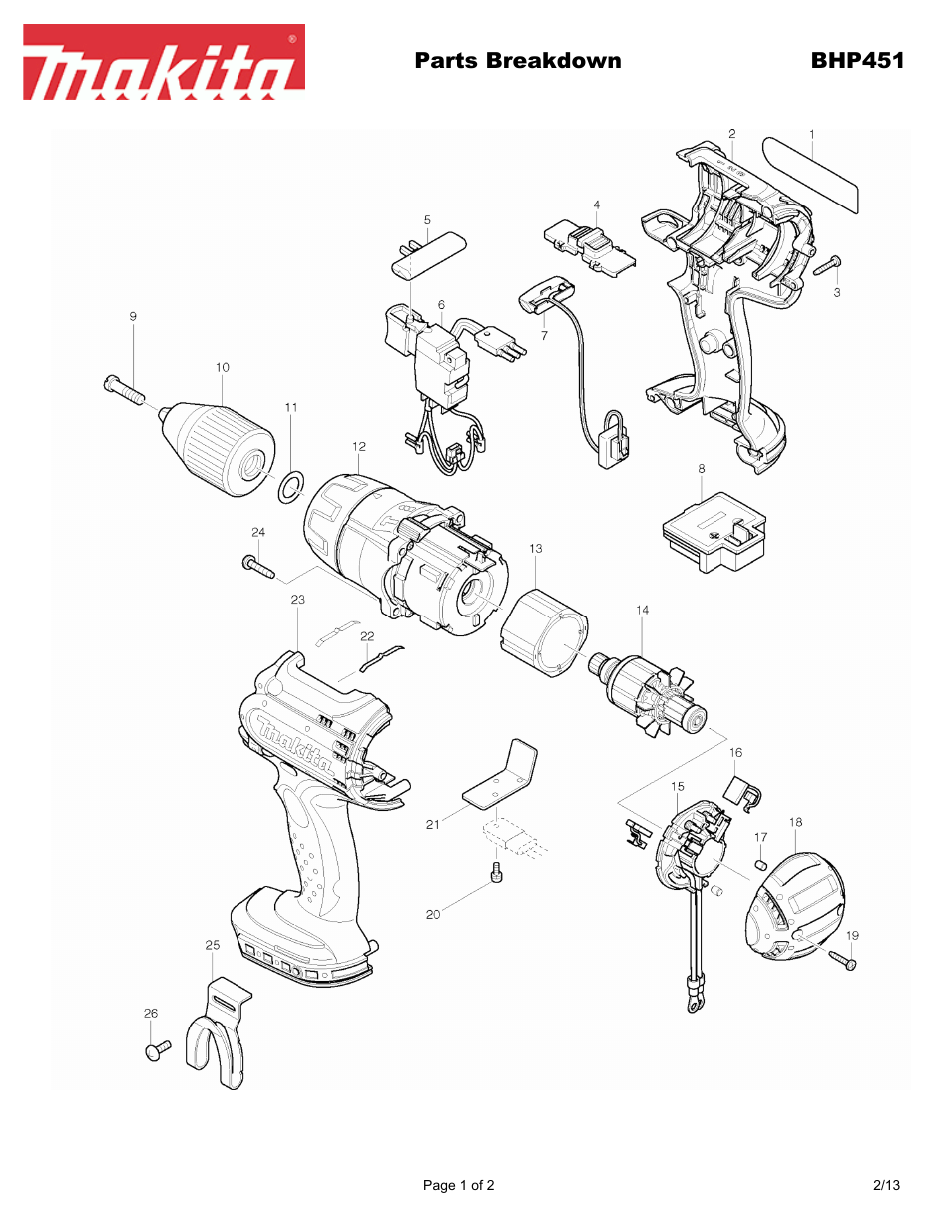 Makita BHP45 User Manual | 2 pages