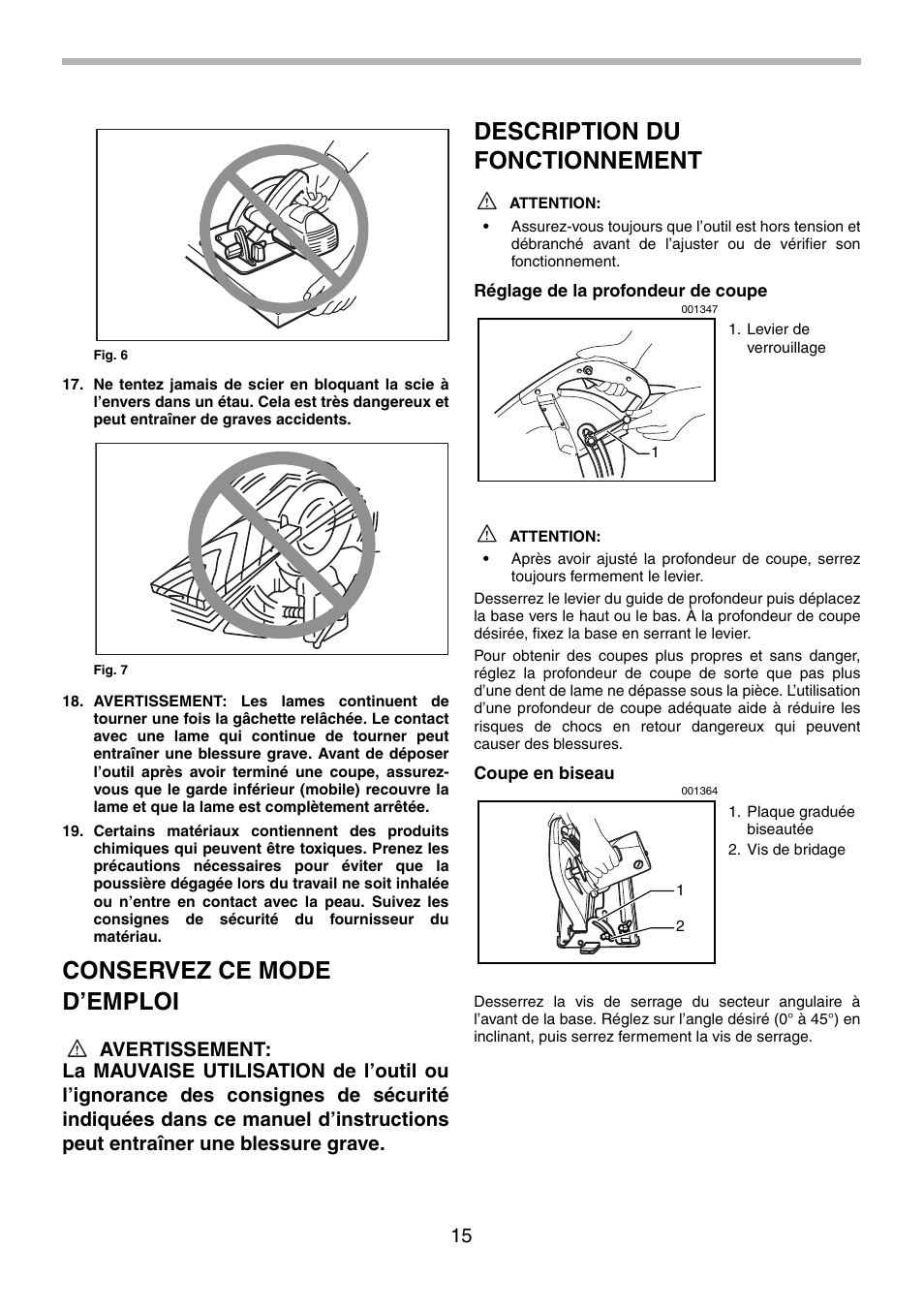 Conservez ce mode d’emploi, Description du fonctionnement | Makita 5201NA User Manual | Page 15 / 28