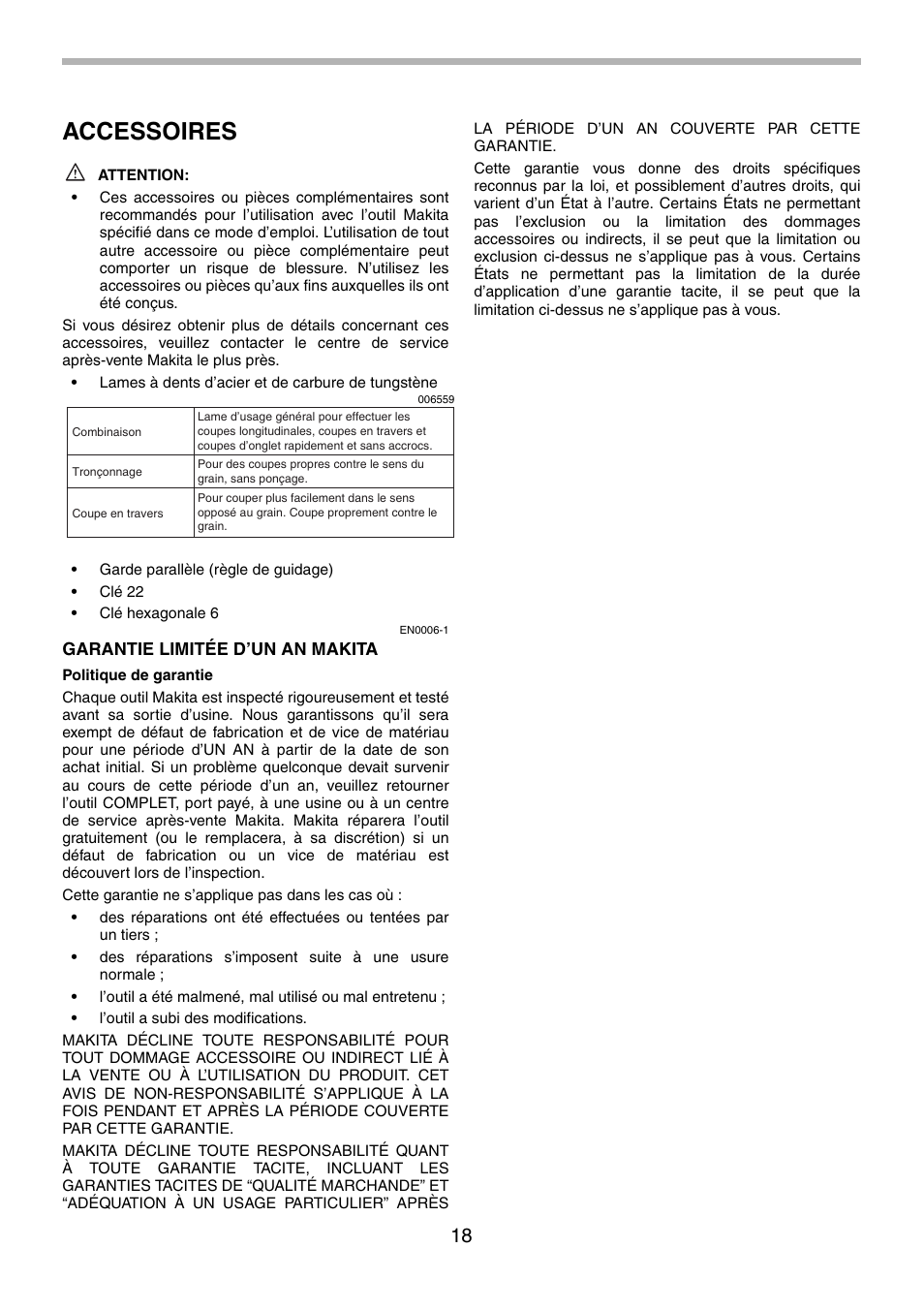 Accessoires | Makita 5201NA User Manual | Page 18 / 28