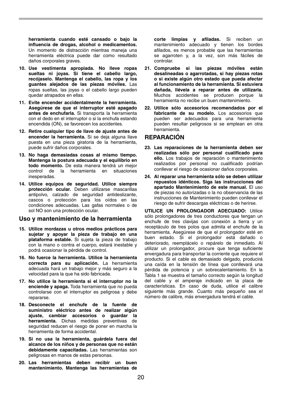 Uso y mantenimiento de la herramienta, Reparación | Makita 5201NA User Manual | Page 20 / 28