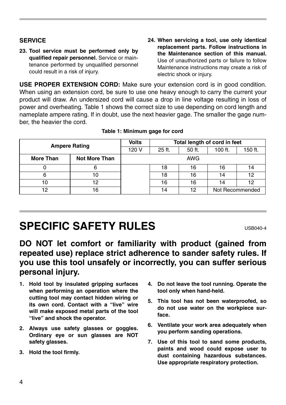 Specific safety rules | Makita Finishing Sander BO4510 003272 User Manual | Page 4 / 12