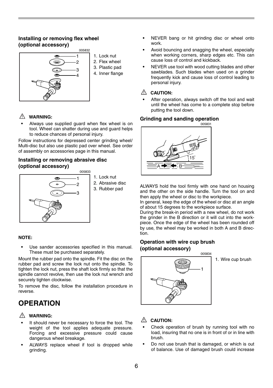 Operation | Makita 9555NB User Manual | Page 6 / 28