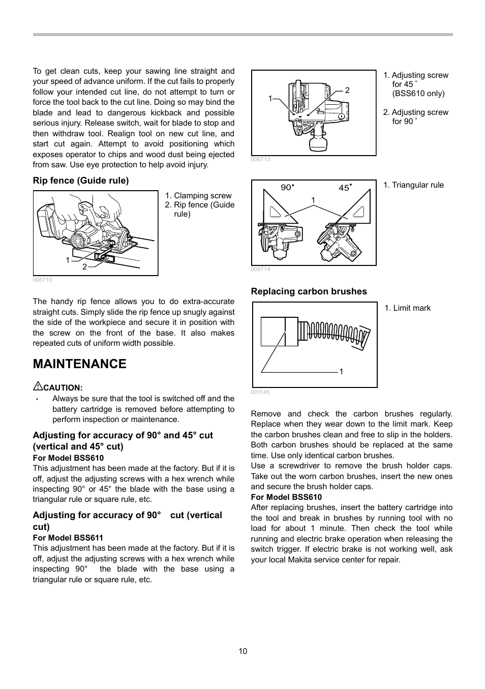 Maintenance | Makita BSS610 User Manual | Page 10 / 36