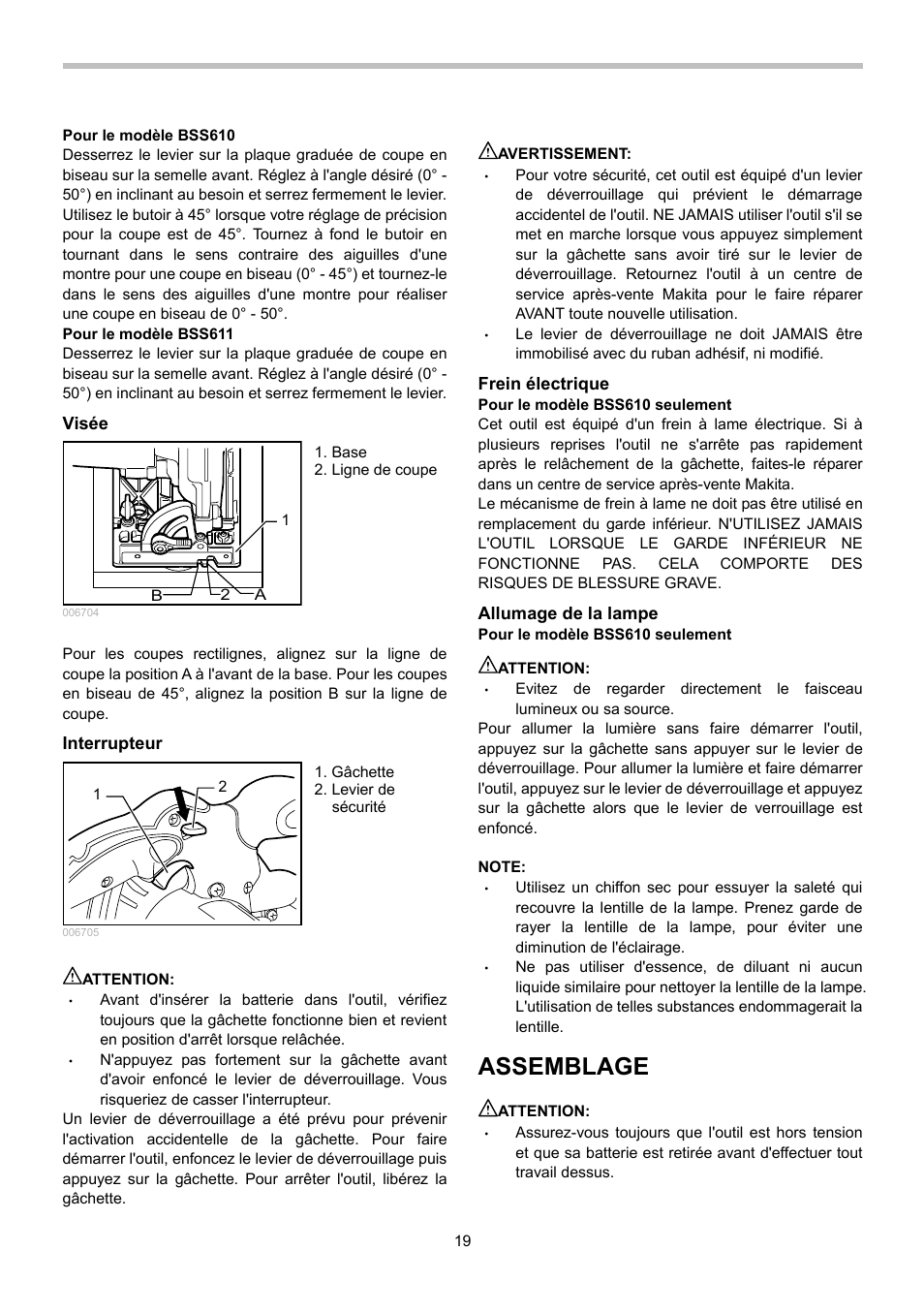 Assemblage | Makita BSS610 User Manual | Page 19 / 36