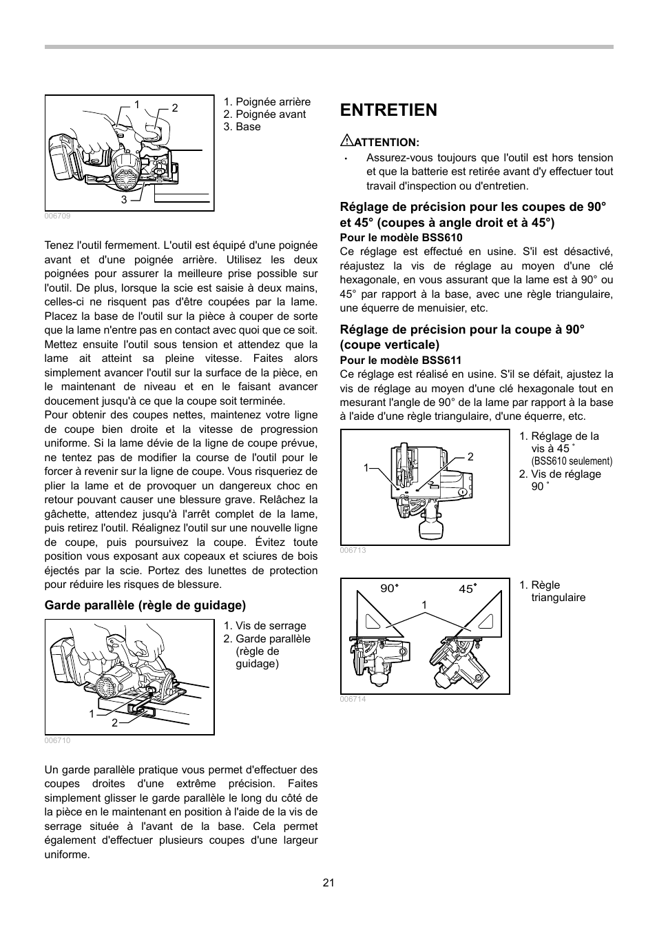 Entretien | Makita BSS610 User Manual | Page 21 / 36