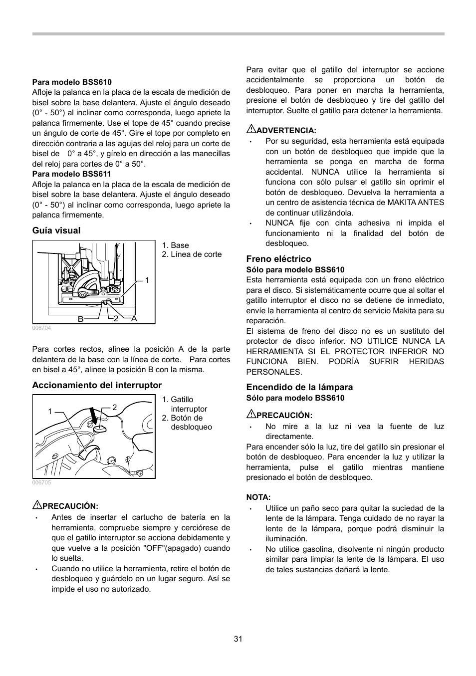 Makita BSS610 User Manual | Page 31 / 36