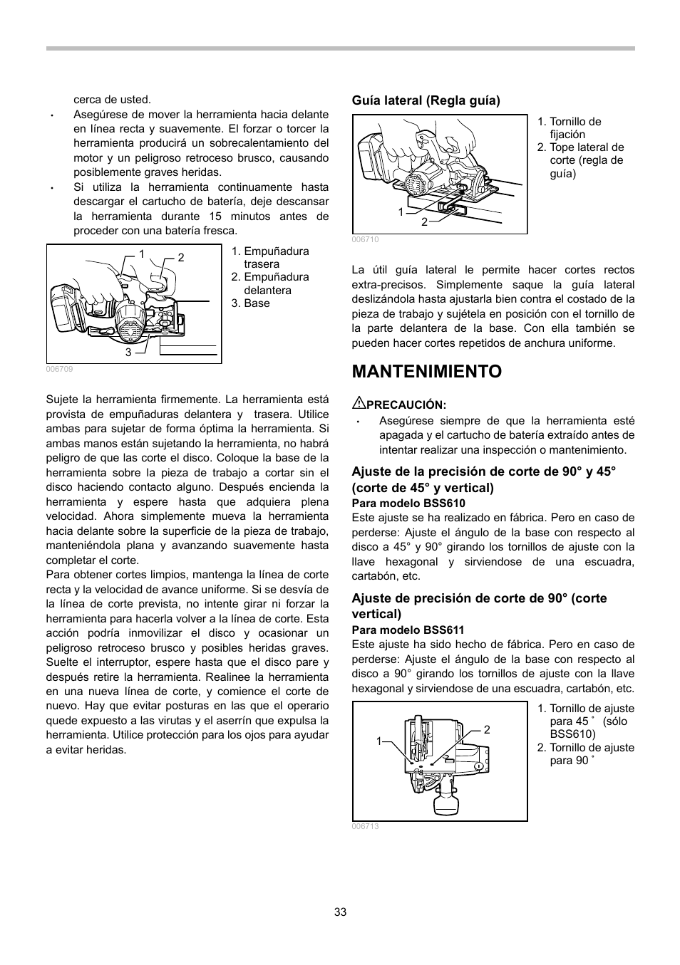 Mantenimiento | Makita BSS610 User Manual | Page 33 / 36