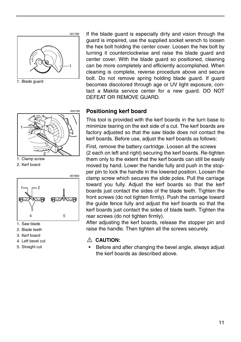 Positioning kerf board | Makita LS711D User Manual | Page 11 / 36