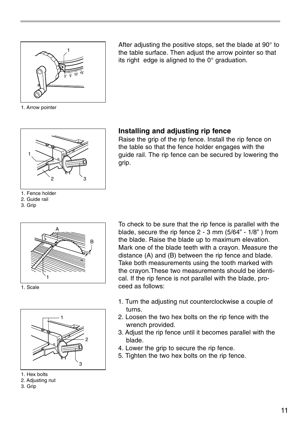 Installing and adjusting rip fence | Makita 2703X1 User Manual | Page 11 / 28