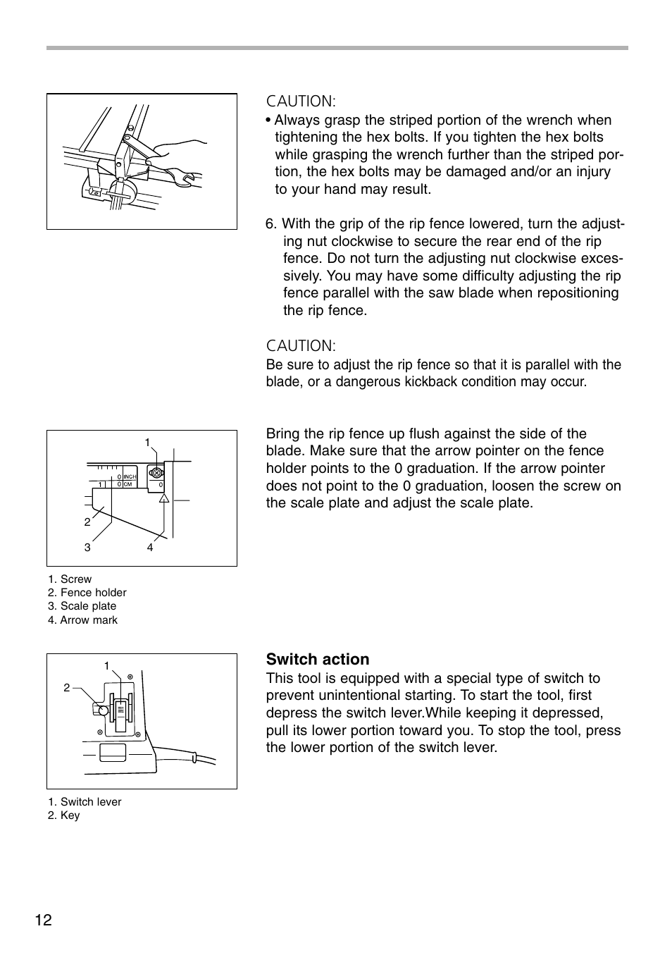 12 caution, Caution, Switch action | Makita 2703X1 User Manual | Page 12 / 28