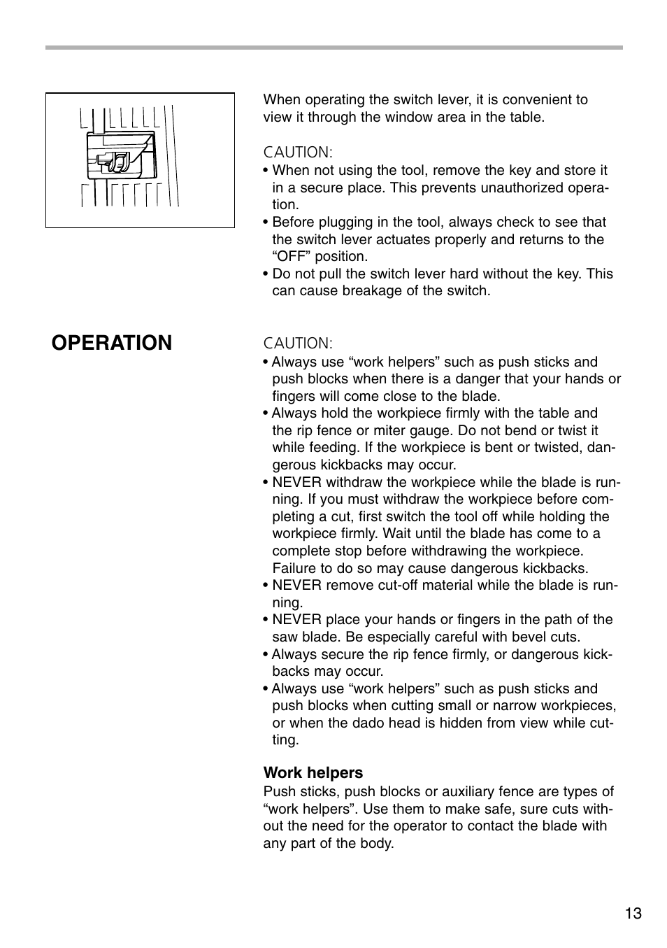 Operation | Makita 2703X1 User Manual | Page 13 / 28