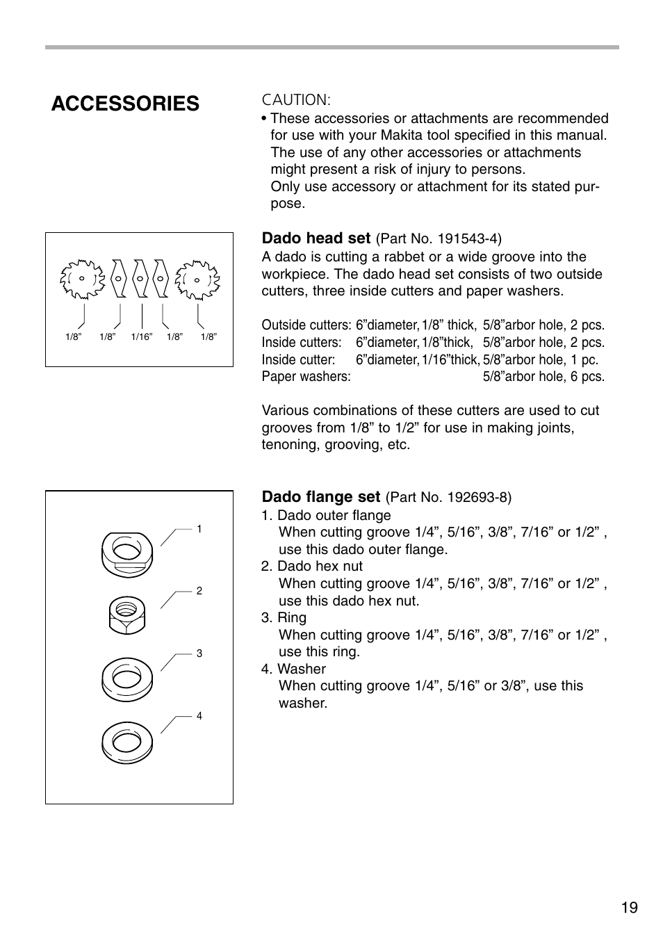 Accessories | Makita 2703X1 User Manual | Page 19 / 28