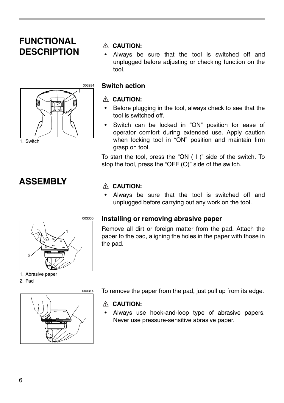 Functional description, Assembly | Makita BO4551 User Manual | Page 6 / 12