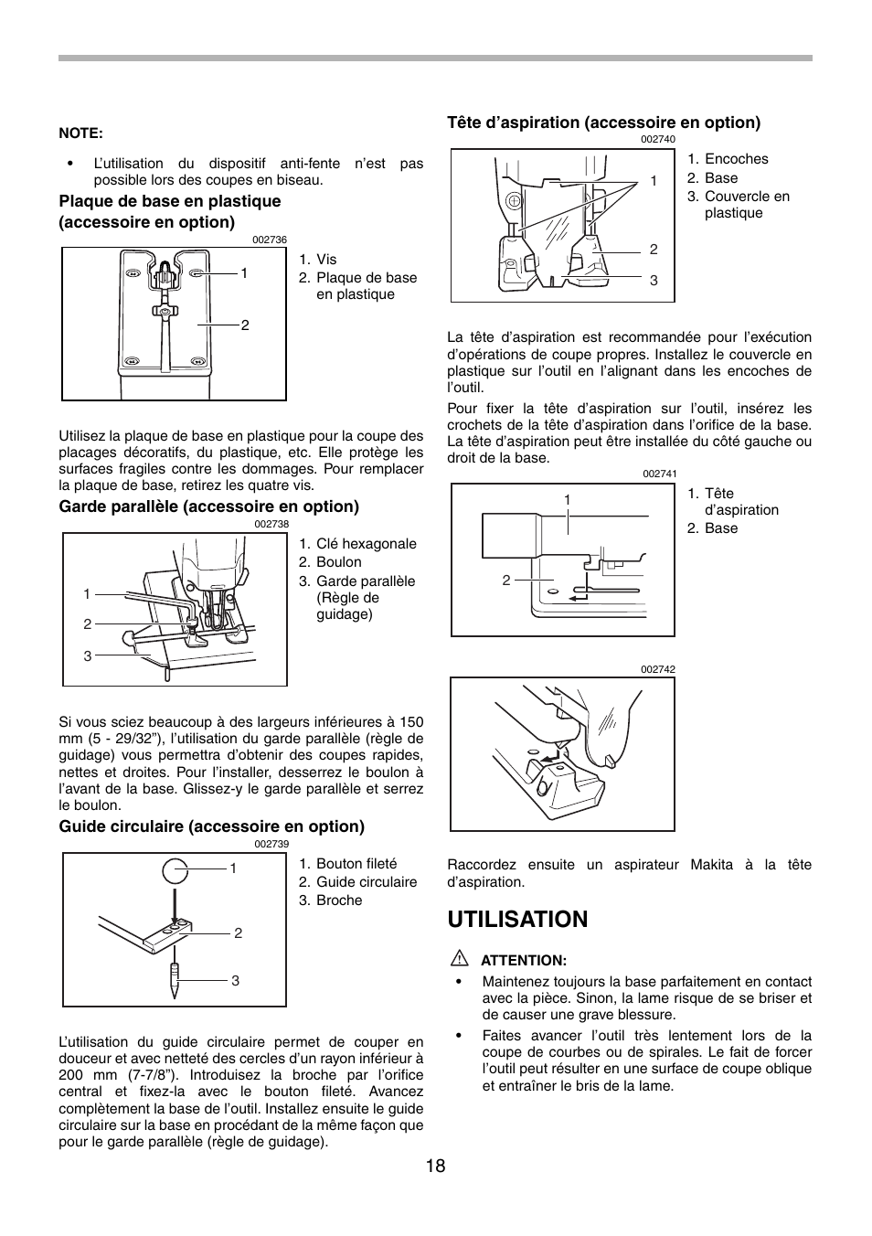Utilisation | Makita 4334 User Manual | Page 18 / 36