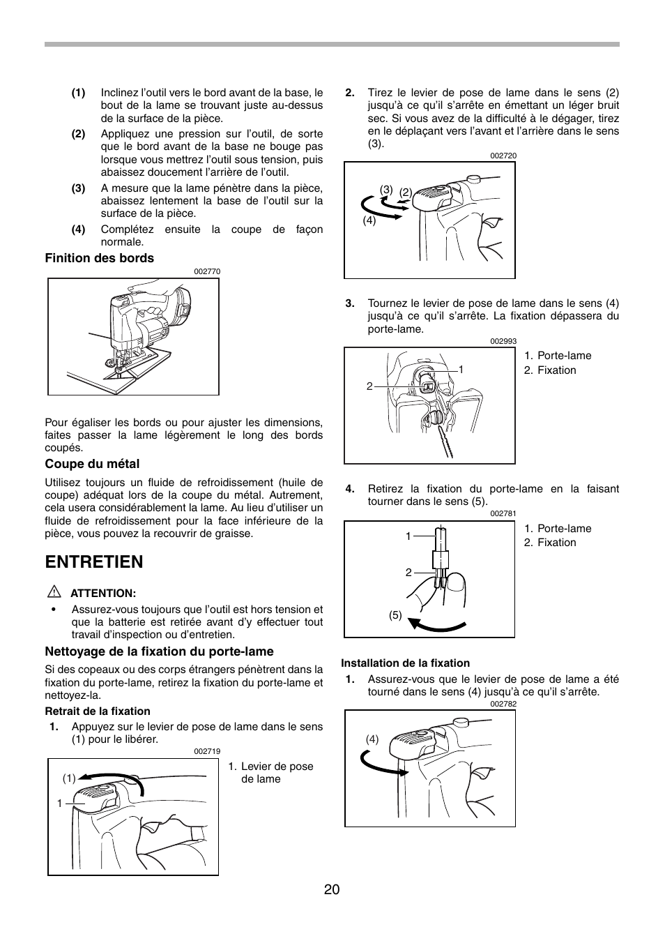 Entretien | Makita 4334 User Manual | Page 20 / 36