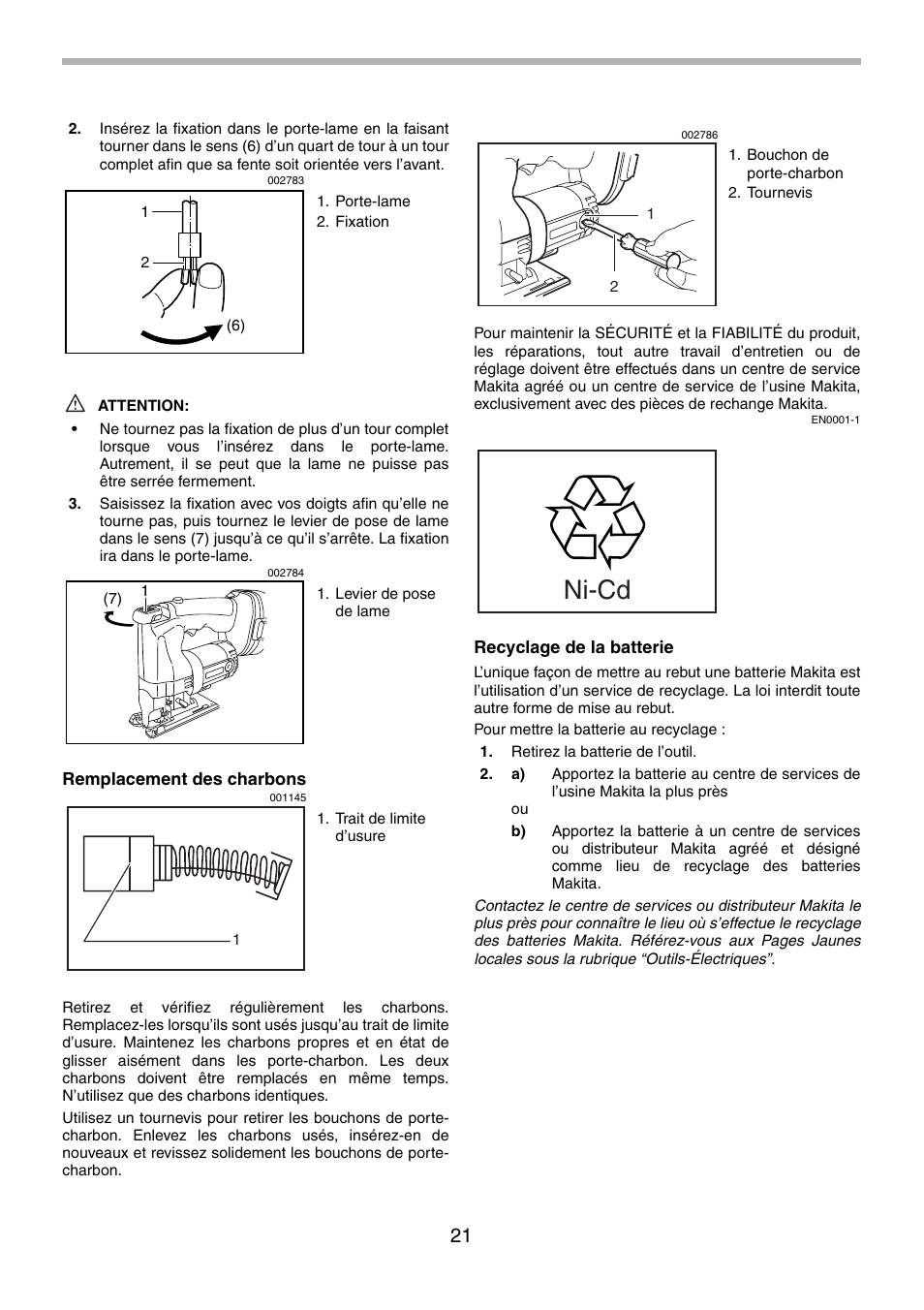 Ni-cd | Makita 4334 User Manual | Page 21 / 36