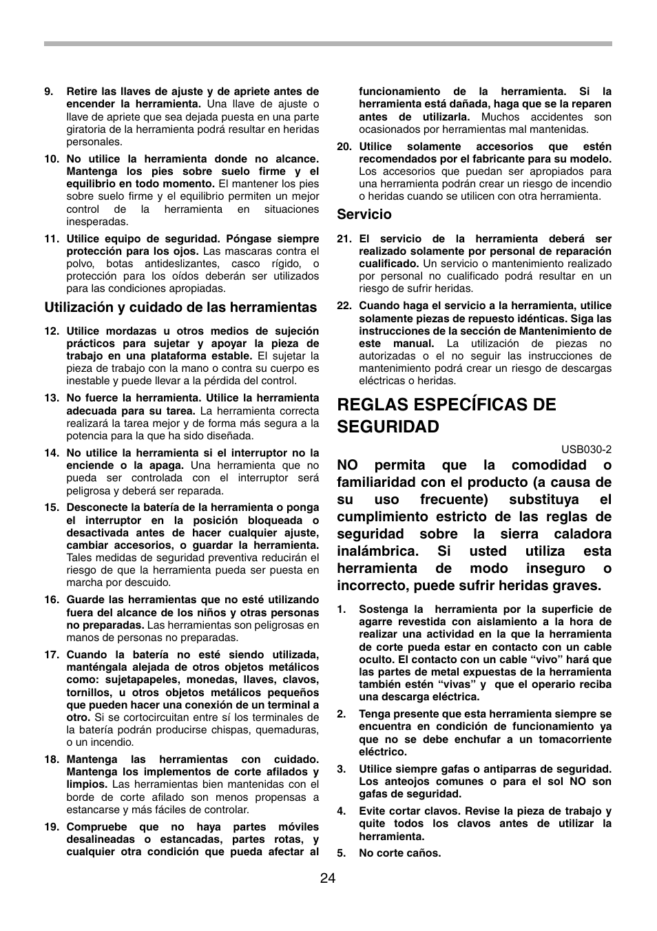 Reglas específicas de seguridad, Utilización y cuidado de las herramientas, Servicio | Makita 4334 User Manual | Page 24 / 36