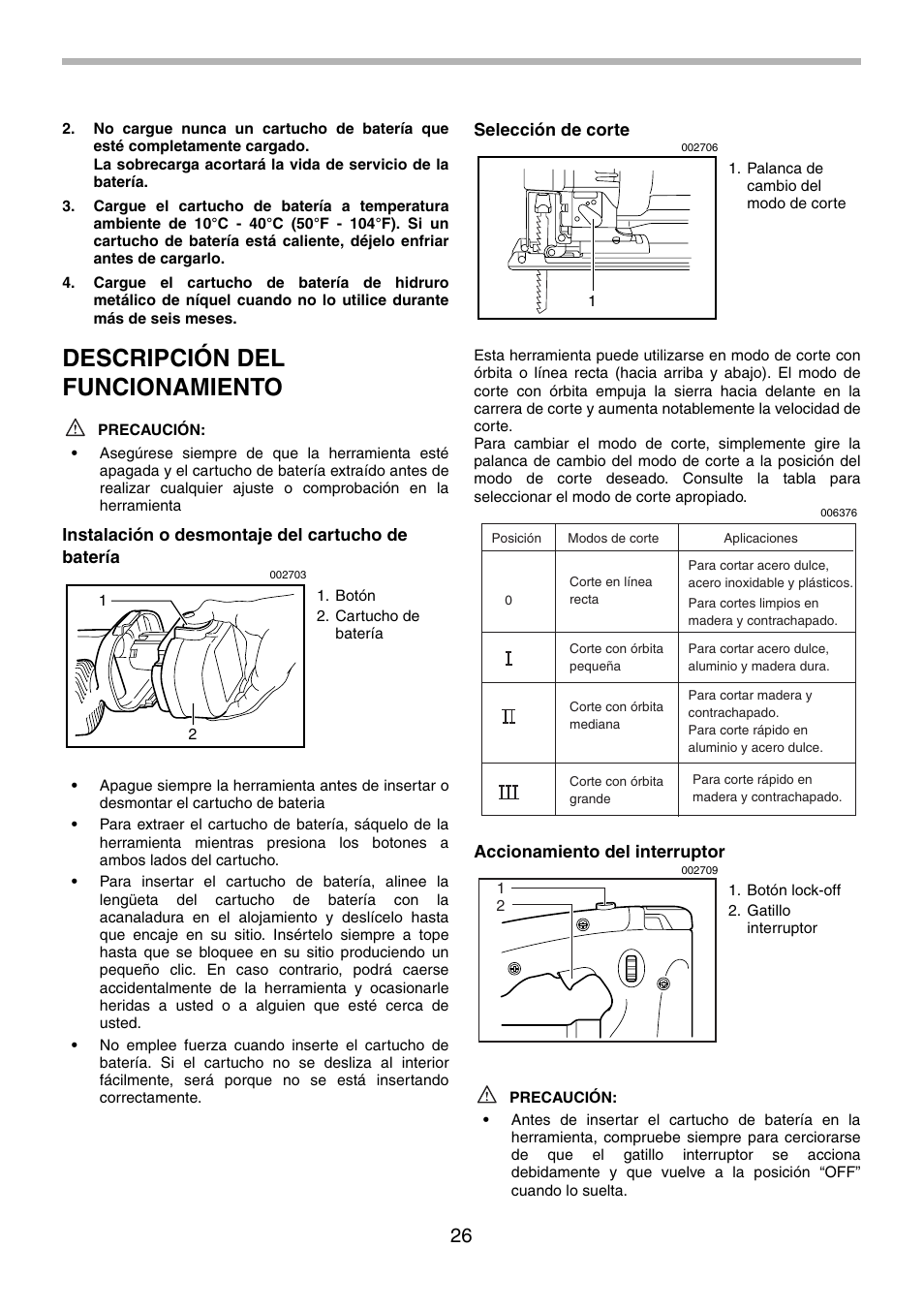 Descripción del funcionamiento | Makita 4334 User Manual | Page 26 / 36
