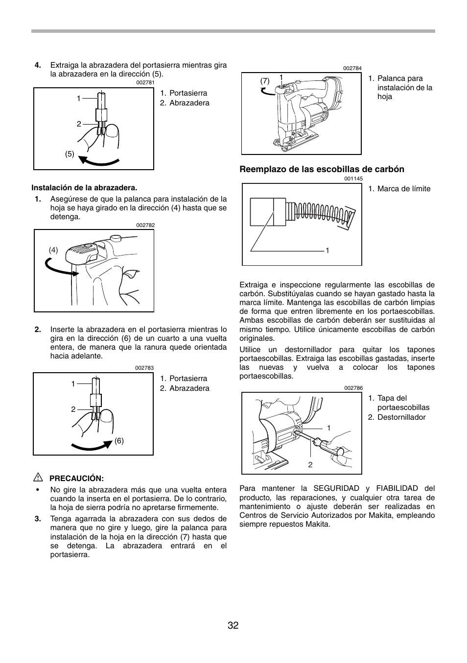 Makita 4334 User Manual | Page 32 / 36