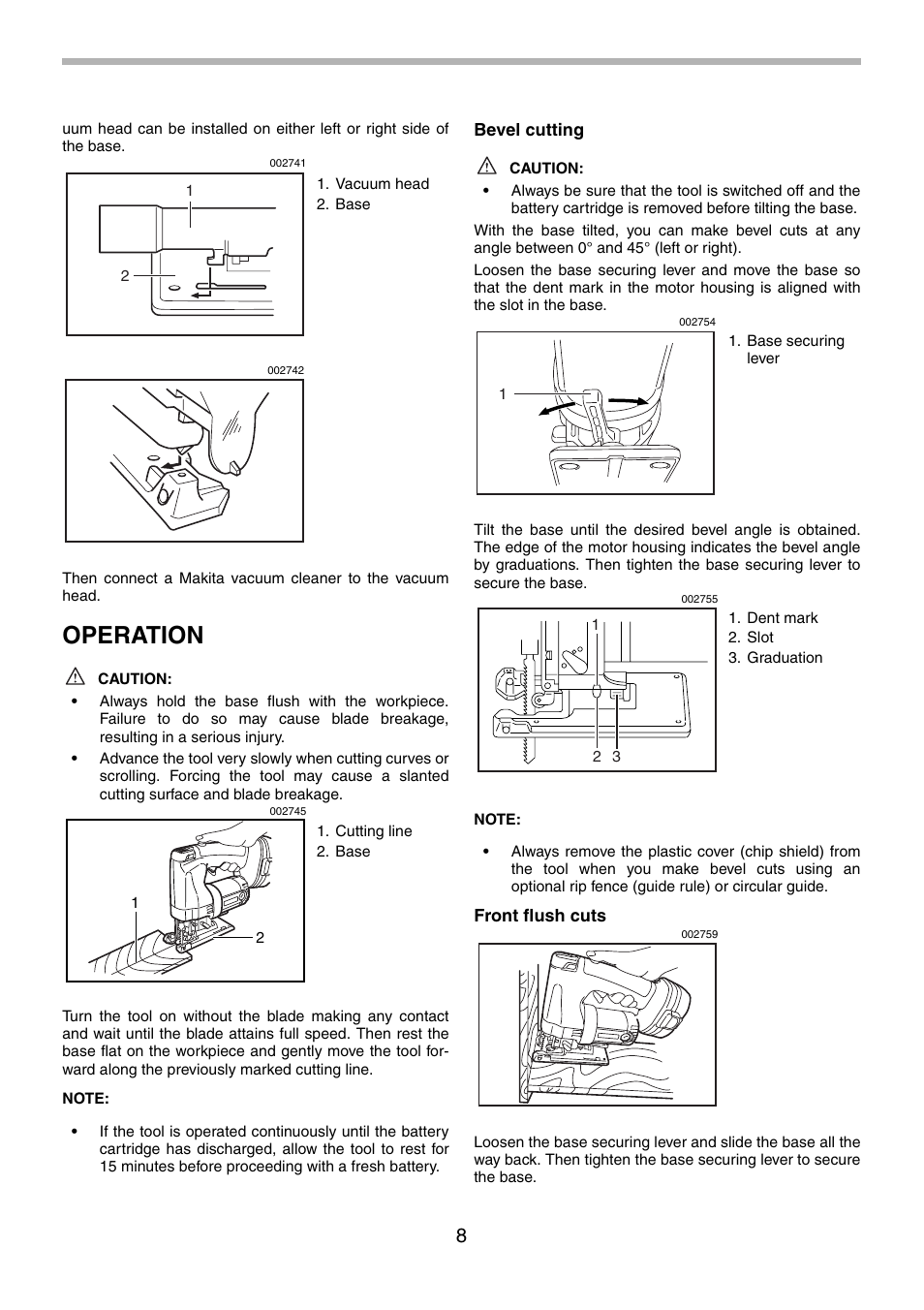 Operation | Makita 4334 User Manual | Page 8 / 36