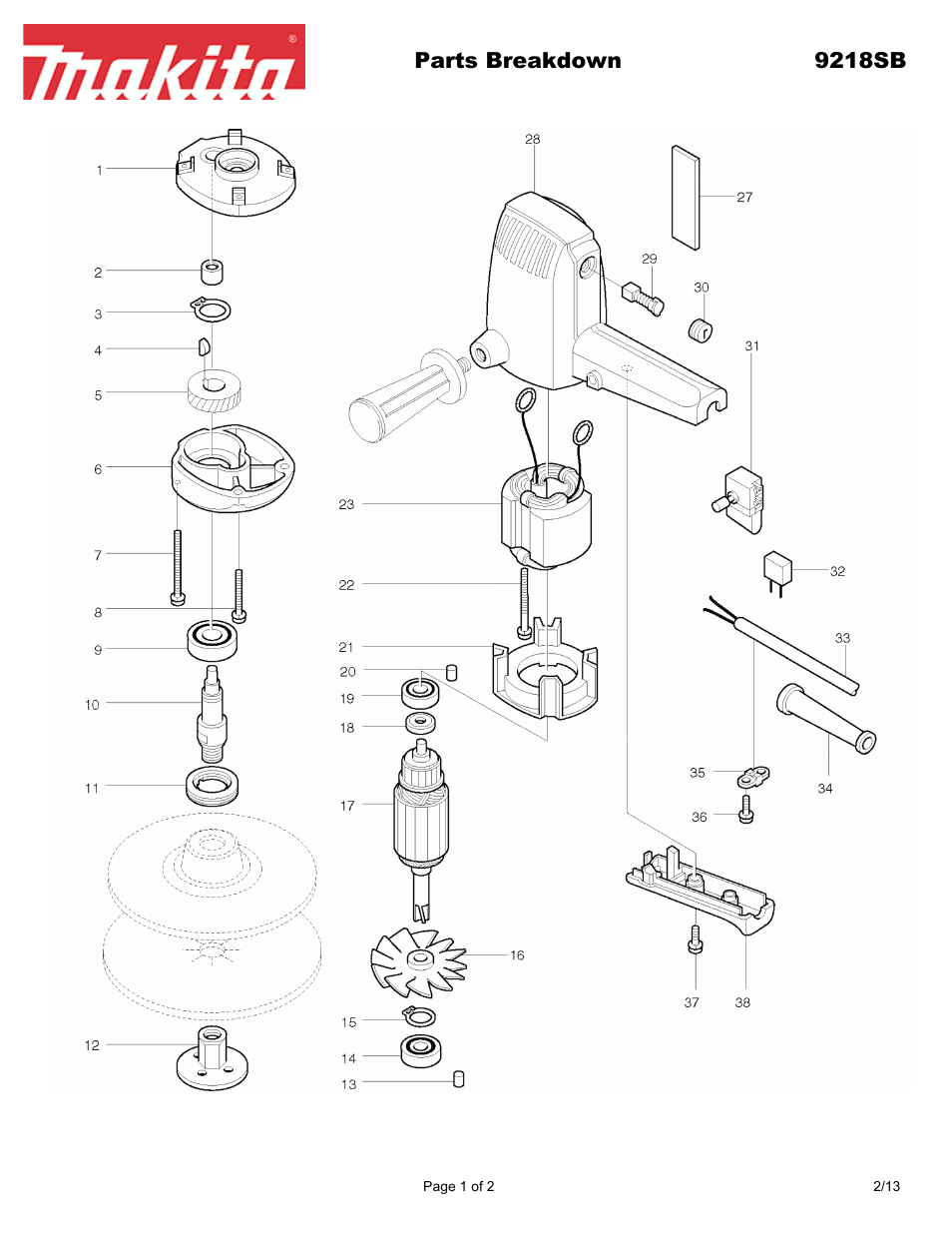 Makita 9218SB User Manual | 2 pages