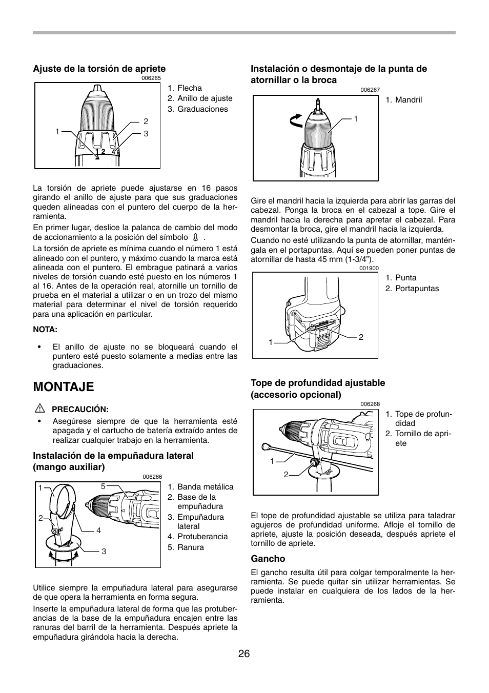 Montaje | Makita 6339D User Manual | Page 26 / 32