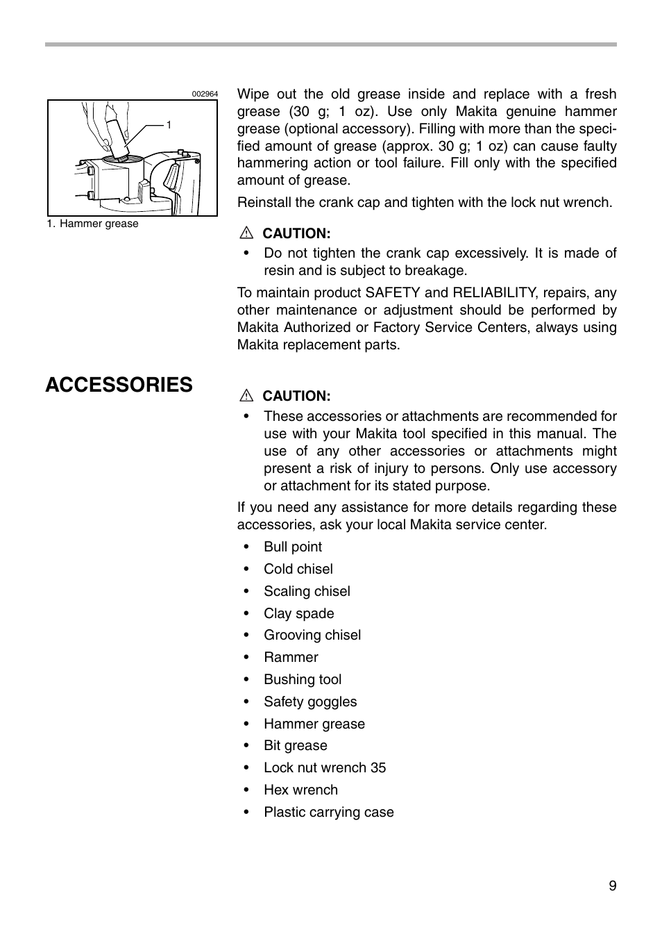Accessories | Makita HM1211B User Manual | Page 9 / 16