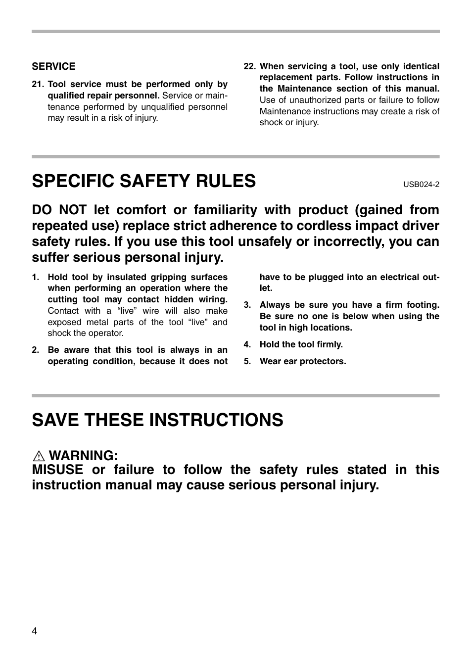 Specific safety rules, Save these instructions | Makita 6916D User Manual | Page 4 / 12