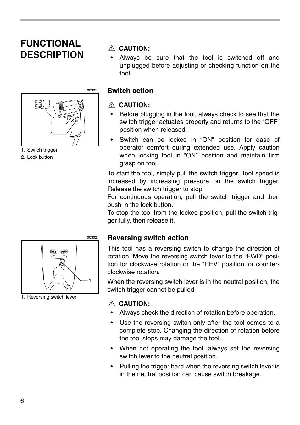 Functional description | Makita 6406 User Manual | Page 6 / 12