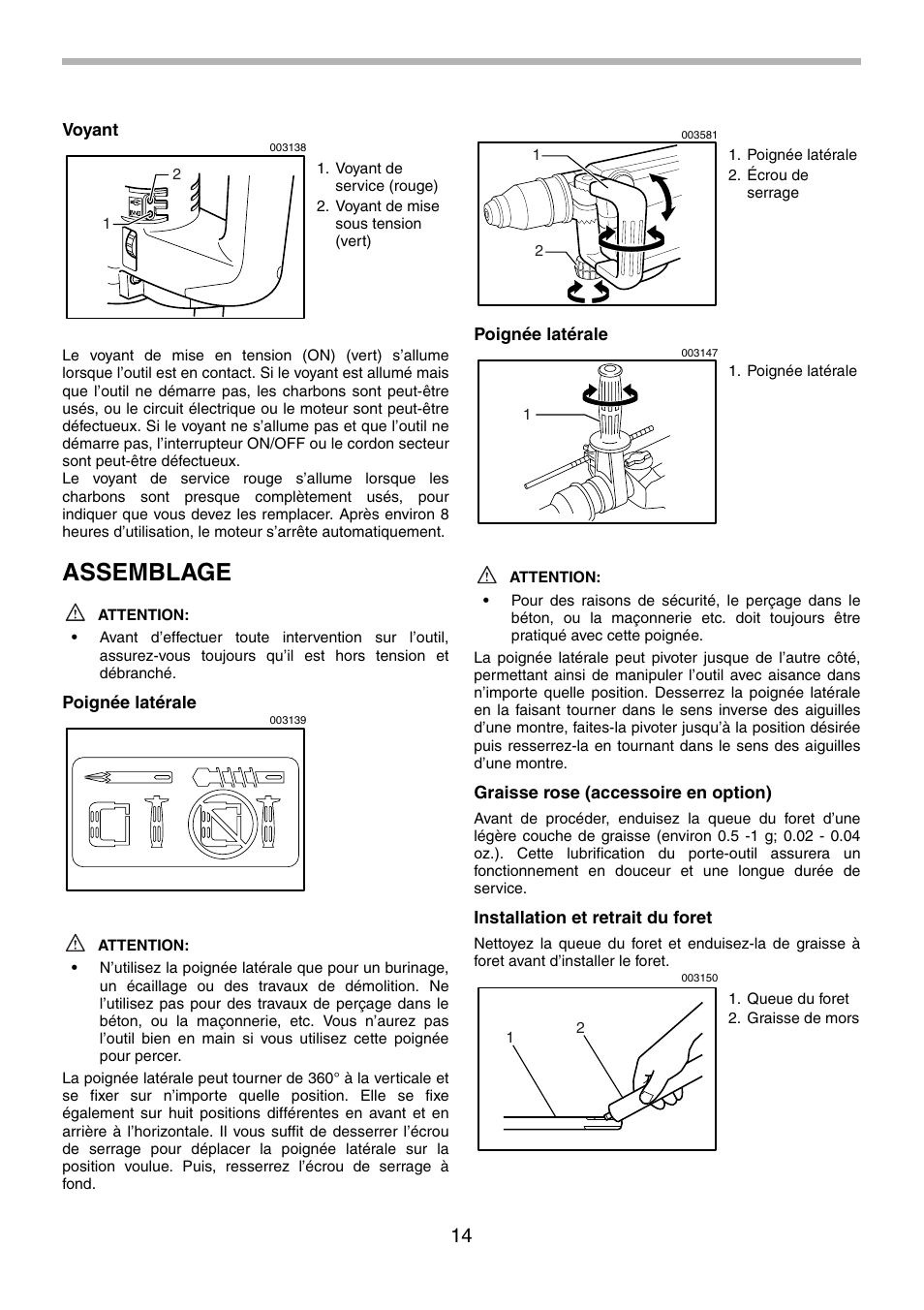 Assemblage | Makita HR5001C User Manual | Page 14 / 28