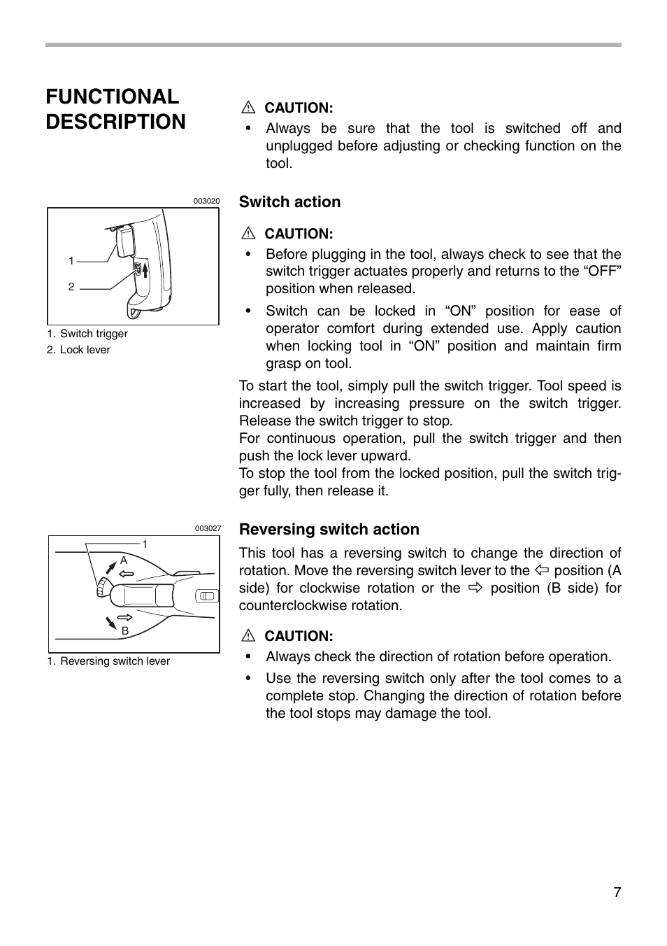 Functional description | Makita DP4003 User Manual | Page 7 / 16