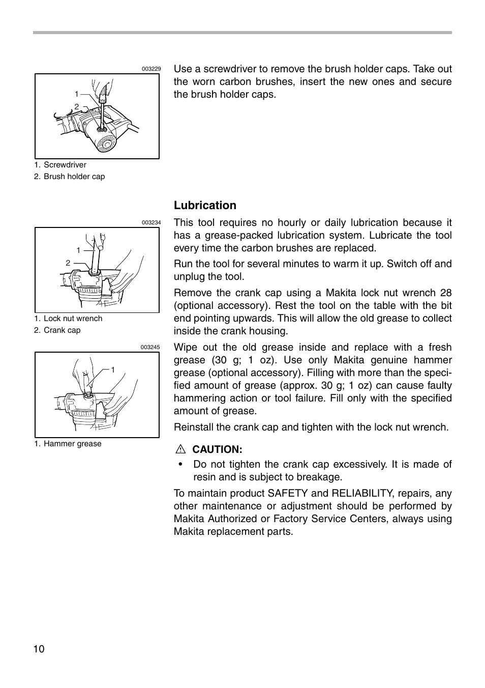 Lubrication | Makita HR2010 User Manual | Page 10 / 16