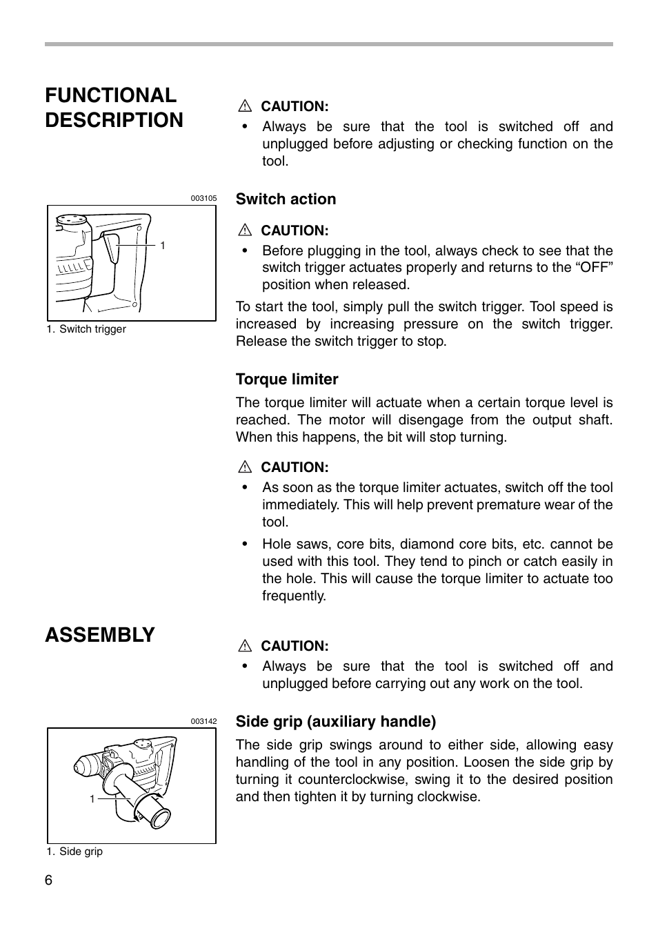 Functional description, Assembly | Makita HR2010 User Manual | Page 6 / 16