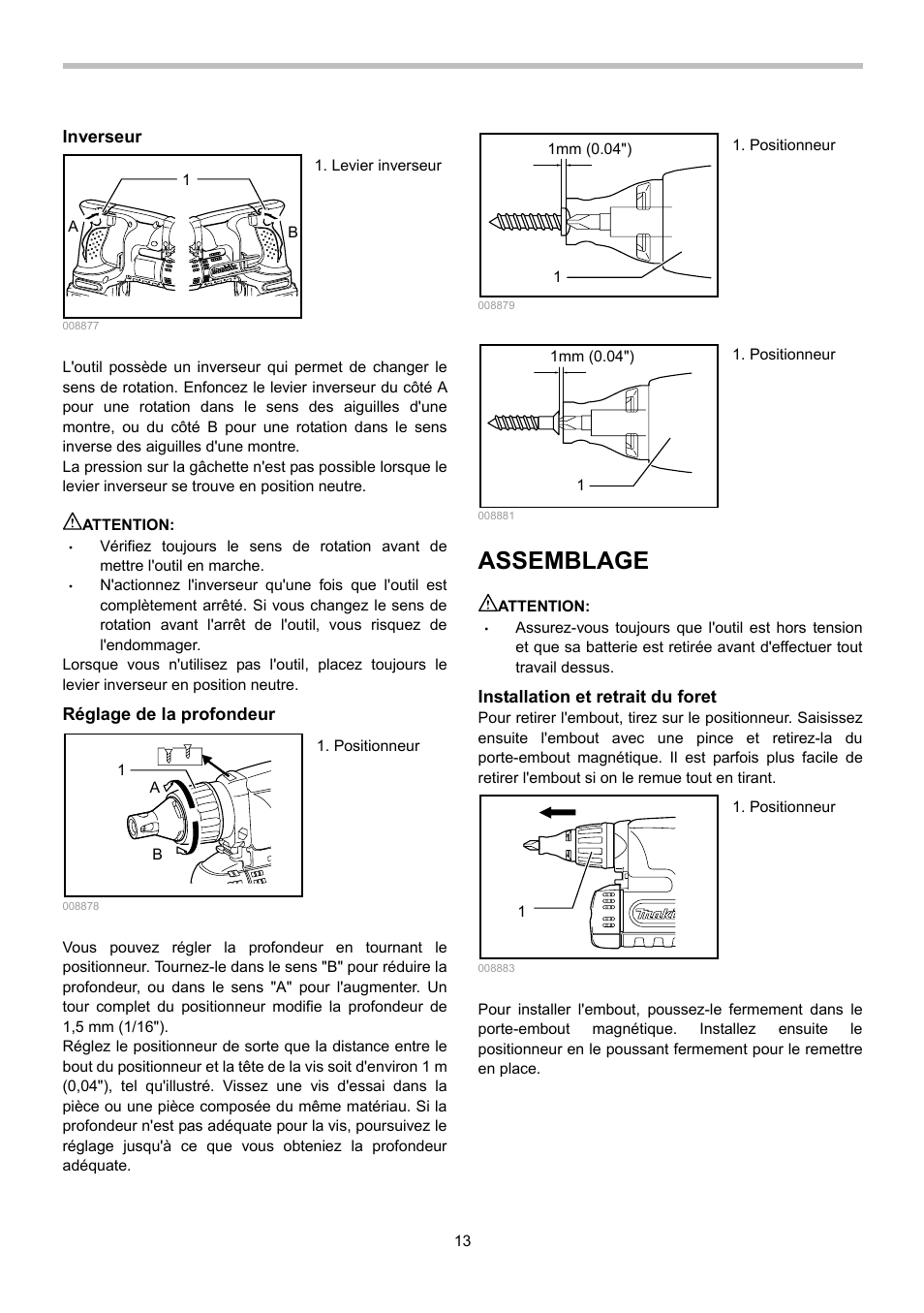 Assemblage | Makita BFS440 User Manual | Page 13 / 24