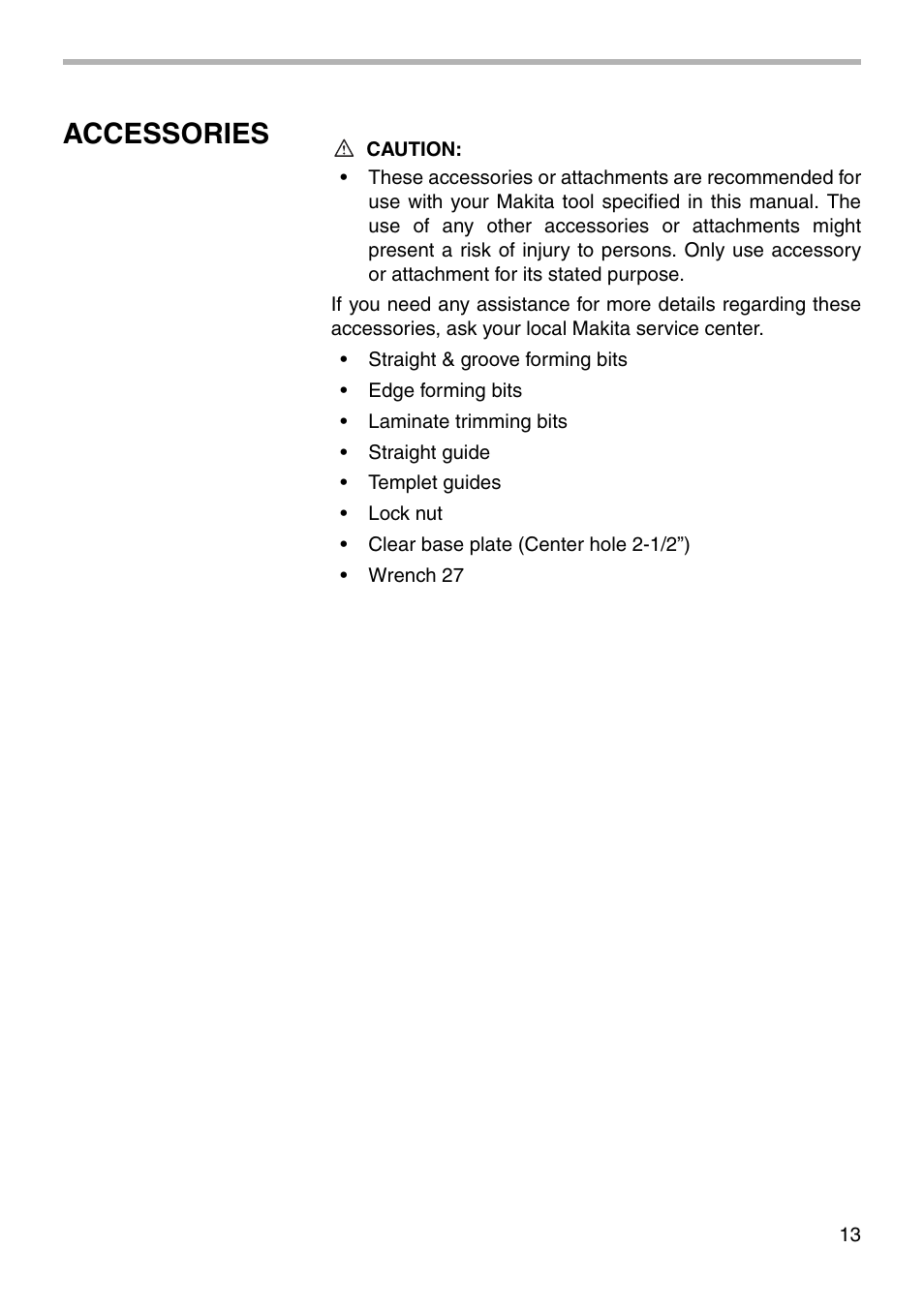 Accessories | Makita RD1100 User Manual | Page 13 / 20