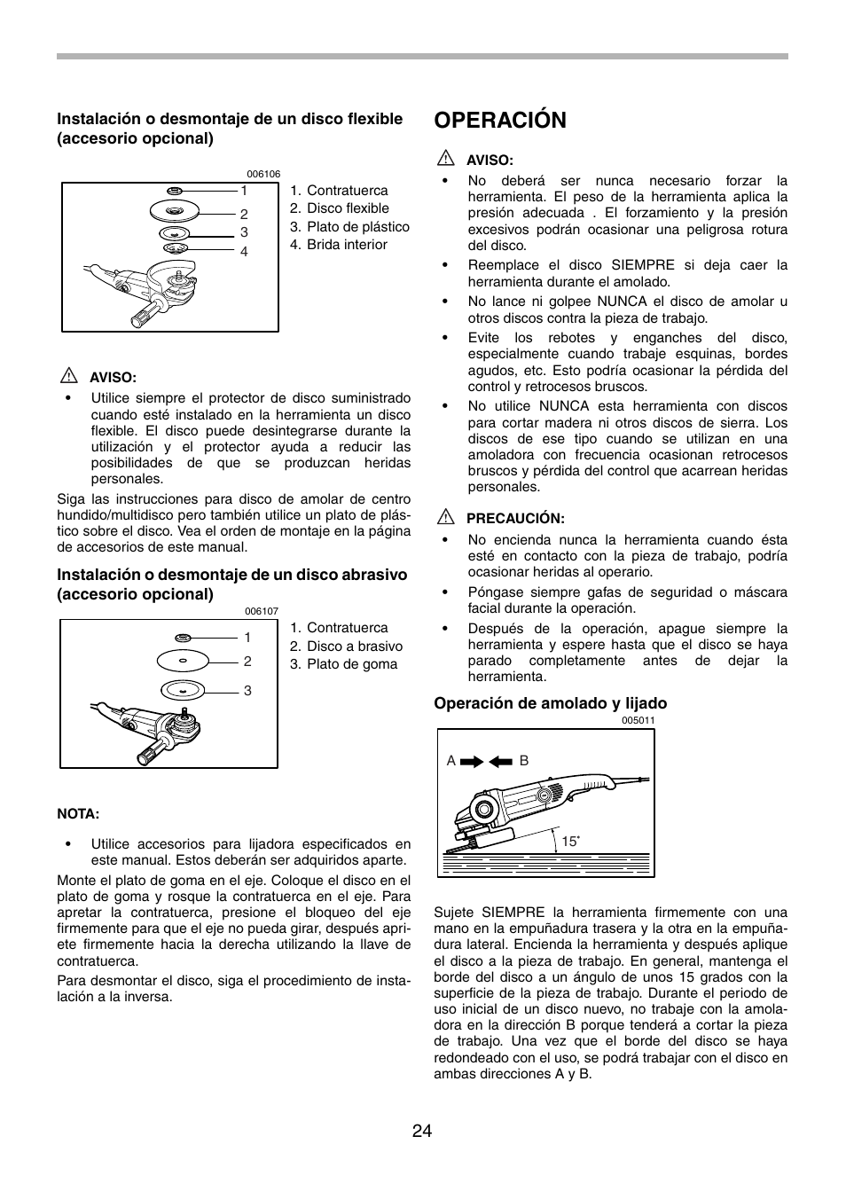 Operación | Makita GA9010C User Manual | Page 24 / 28