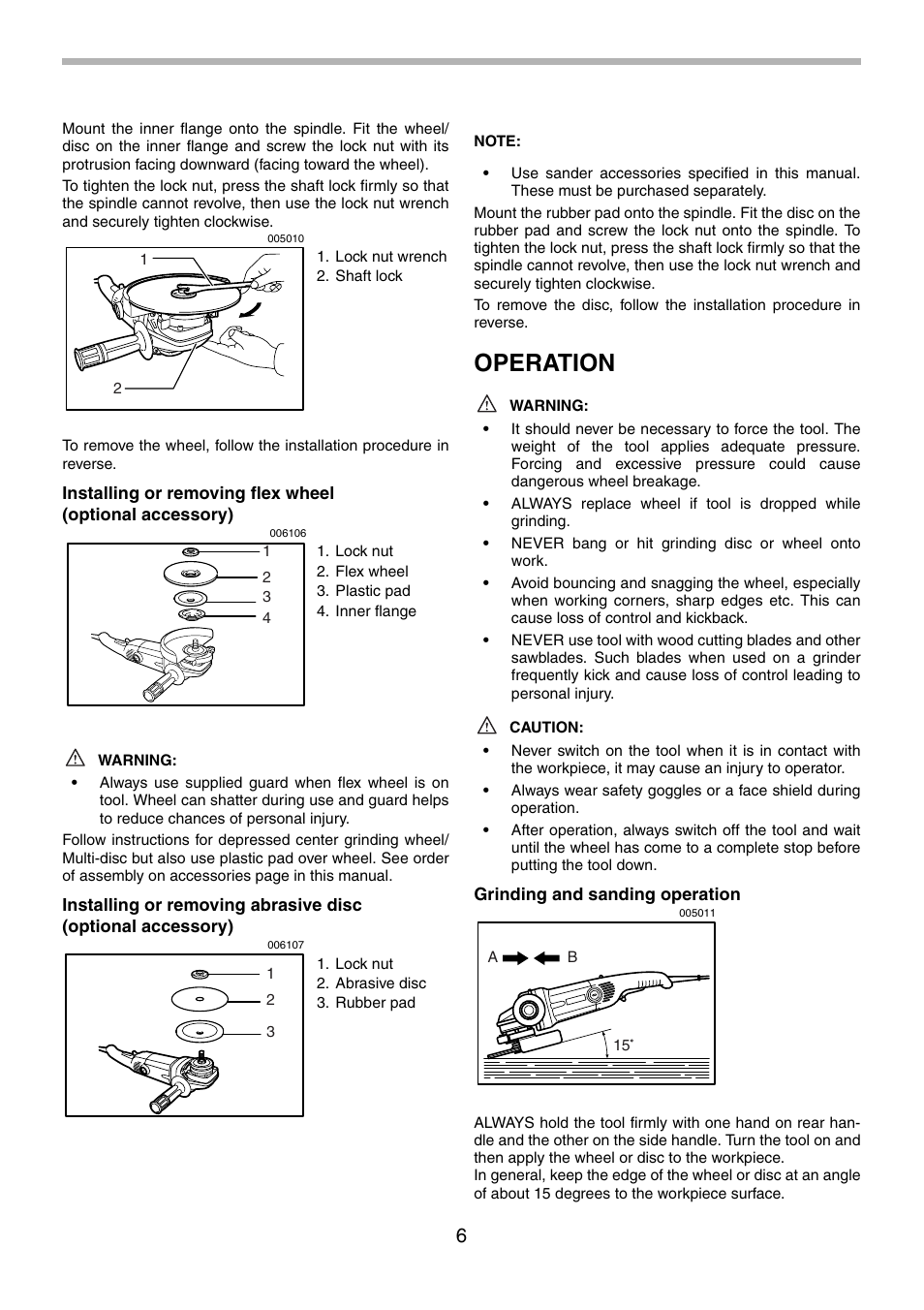 Operation | Makita GA9010C User Manual | Page 6 / 28