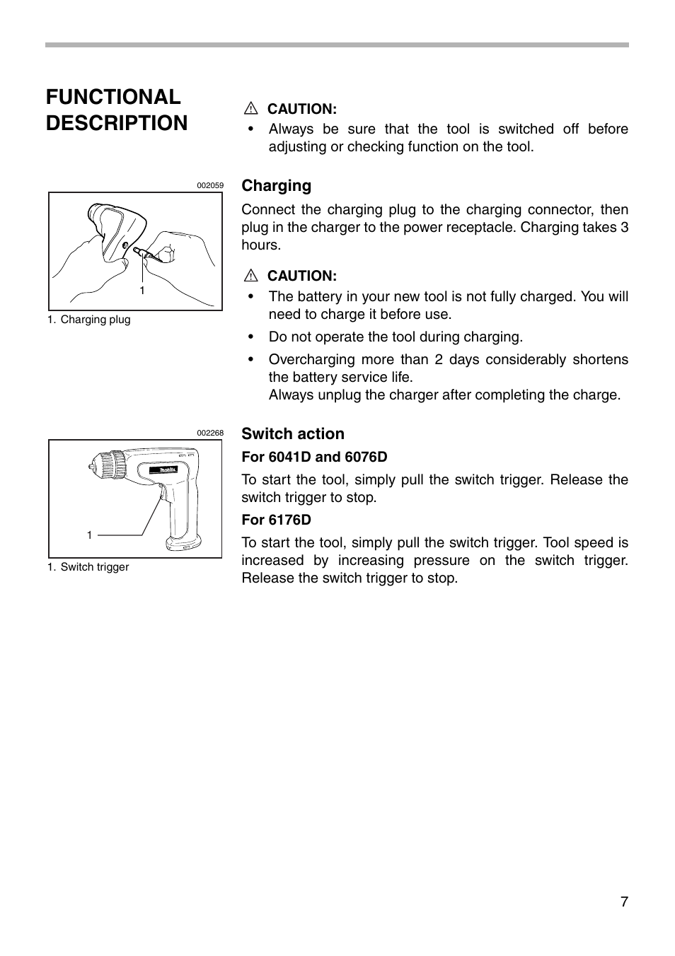 Functional description | Makita 6176D User Manual | Page 7 / 16